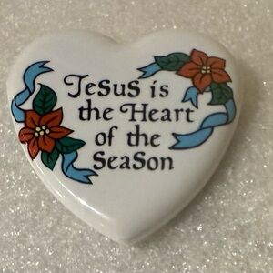 Vintage Heart-Shaped Jesus is the Heart of the Season Brooch House of Lloyd 1994